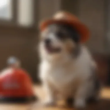 Ensuring Safety and Comfort in Dog Hats Owner placing a hat on a small dog with care