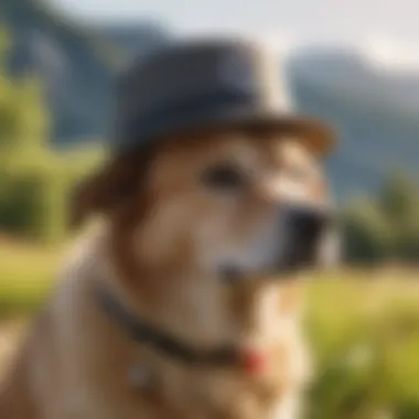 Protective Dog Hat for Warm Weather Small dog wearing a hat in a sunny environment