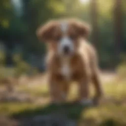 Playful male puppy exploring the outdoors