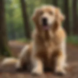 A Golden Retriever executing a sit command