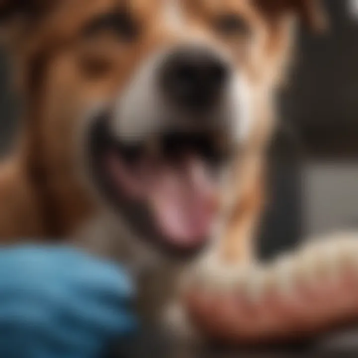 A veterinarian examining a dog's teeth.