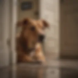 A dog looking concerned in a home environment