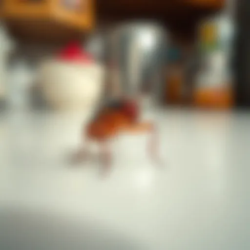 Close-up of a cockroach in a kitchen