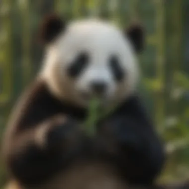 Adorable Panda Eating Bamboo