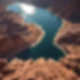 Aerial view of Lake Powell under the scorching Western sun