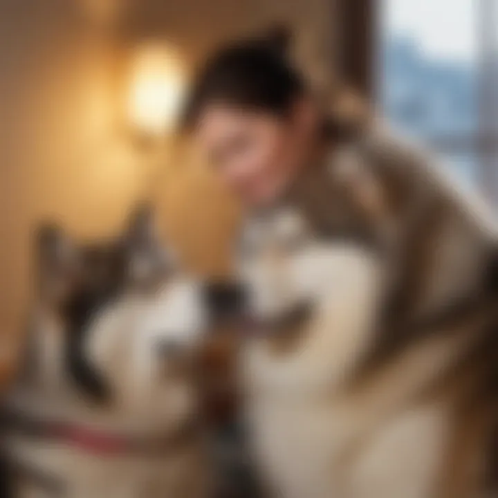 Alaskan Malamute Bonding with Owner