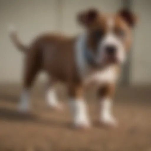 American Staffordshire Terrier puppy learning obedience command