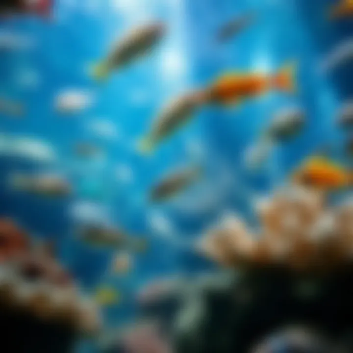 Diverse marine life in a large aquarium display