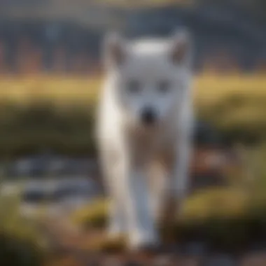 Arctic Wolf Pup Playfully Exploring Arctic Tundra