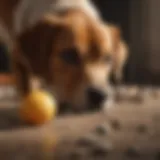 A dog curiously inspecting a cracked egg