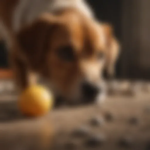 A dog curiously inspecting a cracked egg