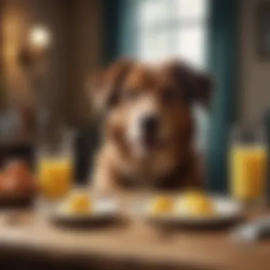 Dog Enjoying a Healthy Meal A dog enjoying a healthy meal with eggs included
