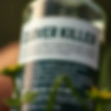 Close-up of clover killer product label