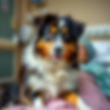 Healing Through Companionship: Therapy Dogs in Hospitals Australian Shepherd in a hospital setting with a patient