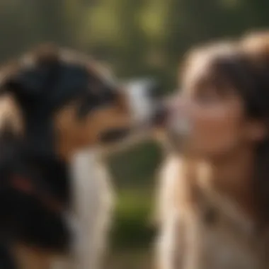 Australian Shepherd Mix Dog Bonding with Owner