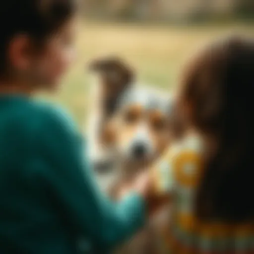 Australian Shepherd therapy dog providing comfort to a child