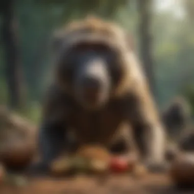 Nature's Banquet Baboon feasting on natural bounty