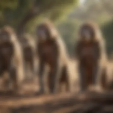 Unity in Nutritional Diversity Baboon troop displaying dietary diversity