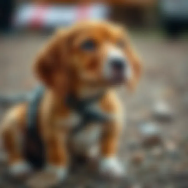 Training Session with Beagle Lab Mix Beagle Lab mix puppy receiving training commands