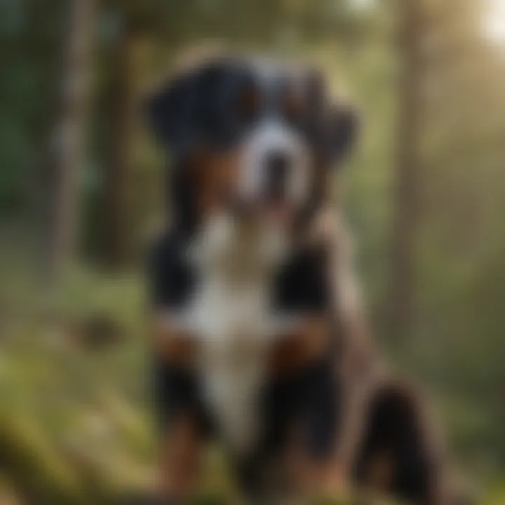 Beautiful Bernese Mountain Dog enjoying nature
