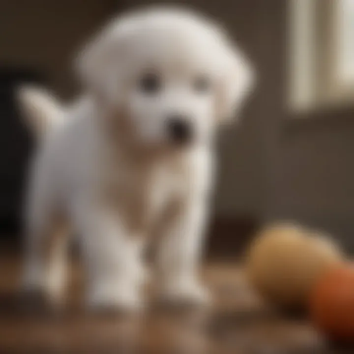 Beautiful Kuvasz Puppy Playing with a Toy