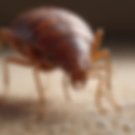 Close-up view of bed bug under microscope