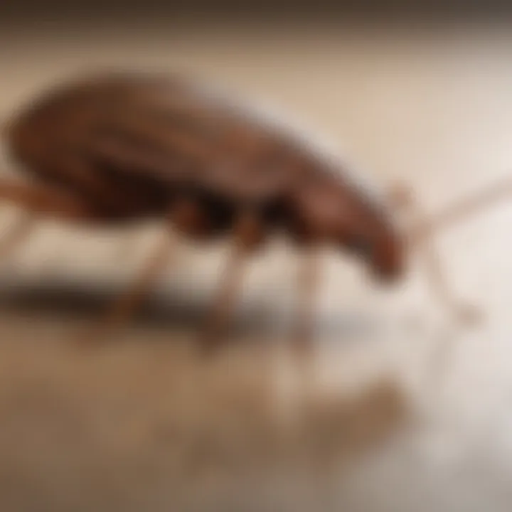 Close-up of a bed bug caught in a sticky trap