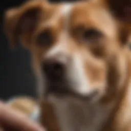 A close-up of anti-tick powder being applied to a dog's fur