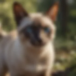 A sleek Siamese cat demonstrating its hunting prowess.