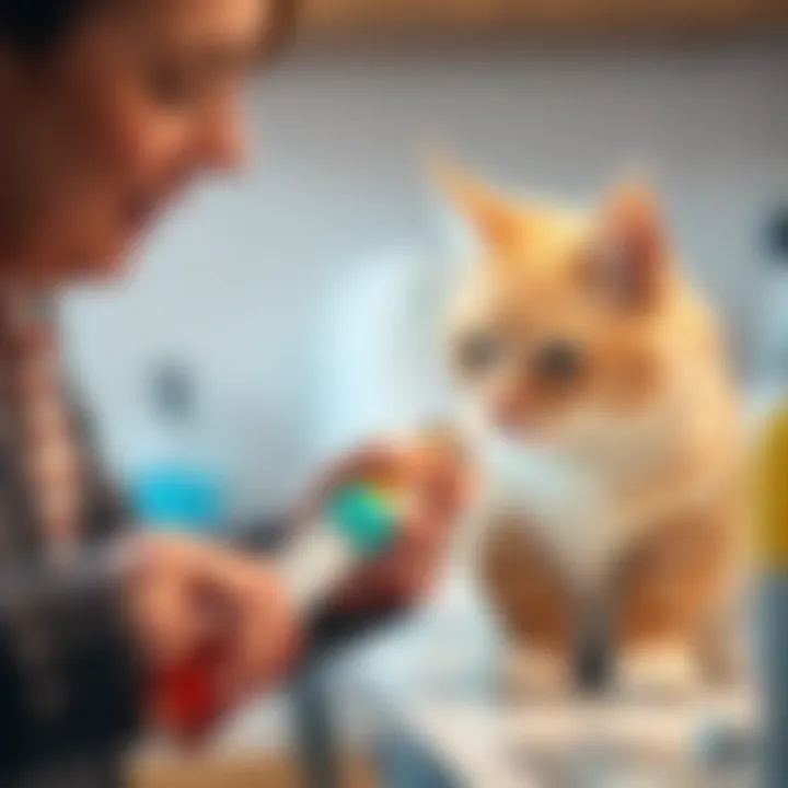 Making Informed Choices for Cat Oral Hygiene Pet owner examining cat dental product