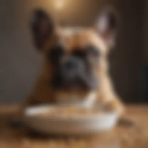 French Bulldog enjoying a bowl of dry food