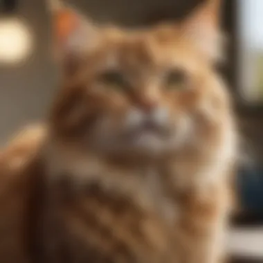 Close-up of a cat with a healthy coat after flea treatment.