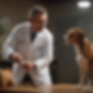 Veterinarian Consultation on Flea Solutions A veterinarian examining a dog, discussing flea and tick solutions for sensitive skin