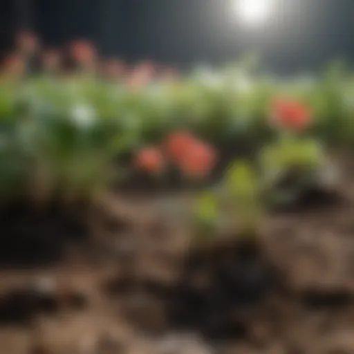 Vibrant flower seedlings emerging from soil