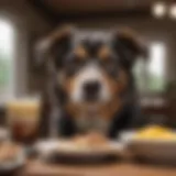 Elderly dog enjoying a nutritious meal