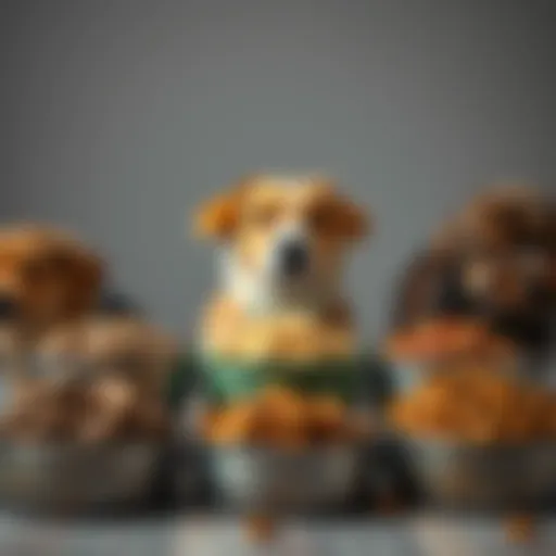 A variety of hypoallergenic dog food options displayed in bowls