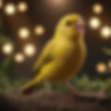 A cheerful canary singing in its habitat