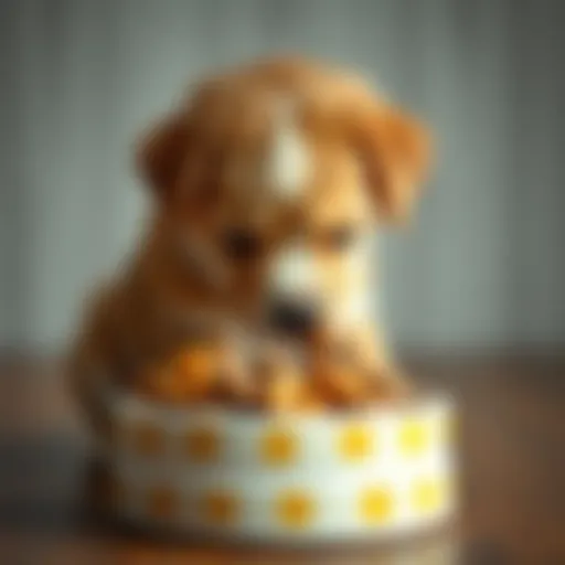Puppy enjoying a bowl of suitable food for sensitive stomach