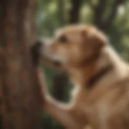 A dog scratching its back on a tree, symbolizing itchy skin relief.