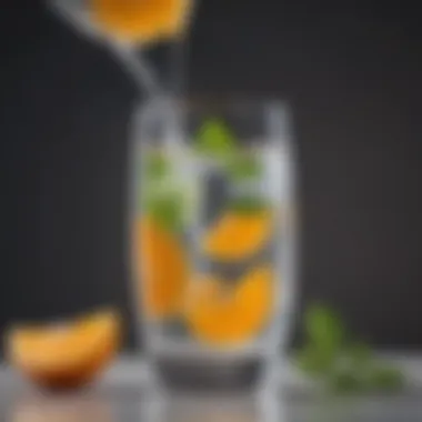 A refreshing glass of citrus-infused water with calcium tablets