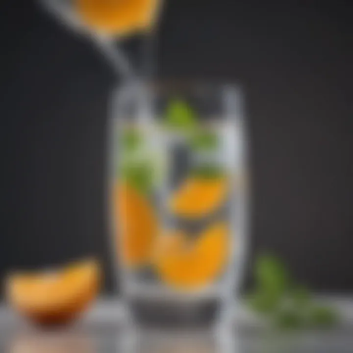 A refreshing glass of citrus-infused water with calcium tablets