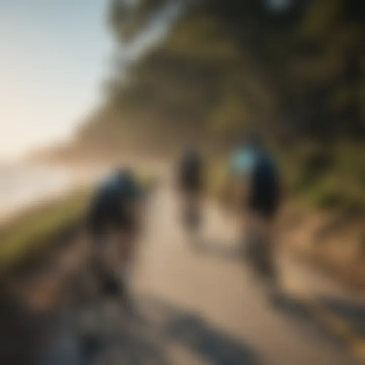 Group of cyclists enjoying a coastal route in North Carolina