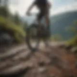 Cyclist conquering rugged mountain terrain in North Carolina