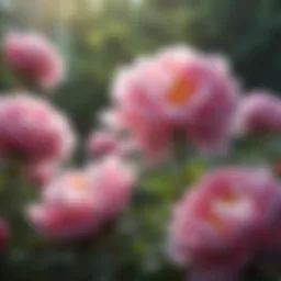 Blooming Peonies in Spring Garden
