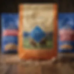 A close-up of Blue Buffalo dog food bags showcasing ingredients
