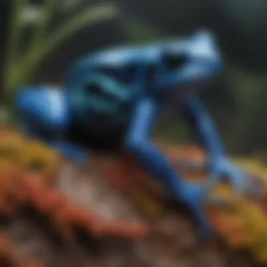 Blue Poison Dart Frog showcasing brilliant blue skin