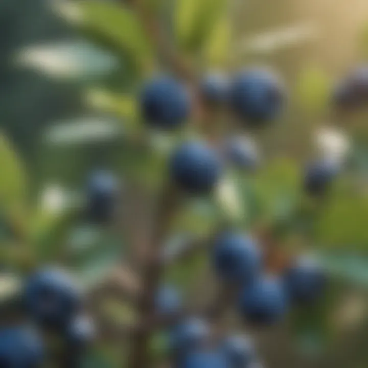 Close-up of a blueberry bush with natural pest control methods