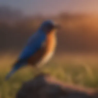 Bluebird's Graceful Dusk Pose Bluebird's Distinctive Silhouette Against Sunset