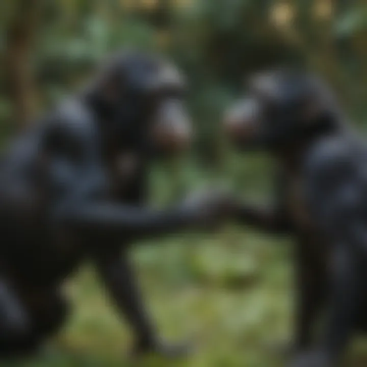 Bonobos engaging in playful interactions