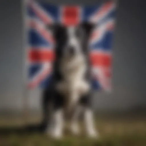 Border Collie with Union Jack Flag